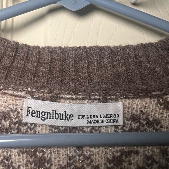 Cropped taupe brown Fair isle button up sweetheart neckline cardigan-size M-NWT - Picture 8 of 13